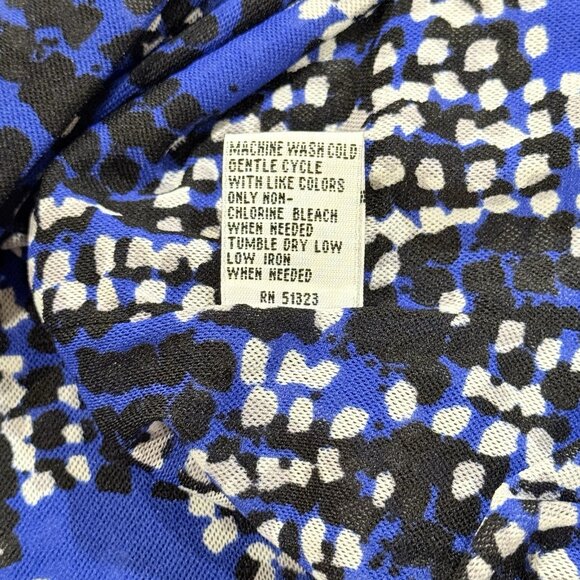 Y2K Kenneth Cole Royal Blue Abstract V-neck Long Sleeve Top Womens Size XL - Picture 7 of 9